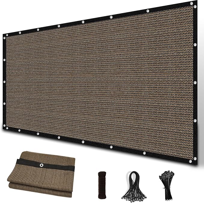Amagenix 90% Sun Shade Cloth with Grommets, 3' x 6' Pergola Replacement Shade Cover Canopy Privacy Screen for Outdoor Patio Garden, Mocha (We Customized)