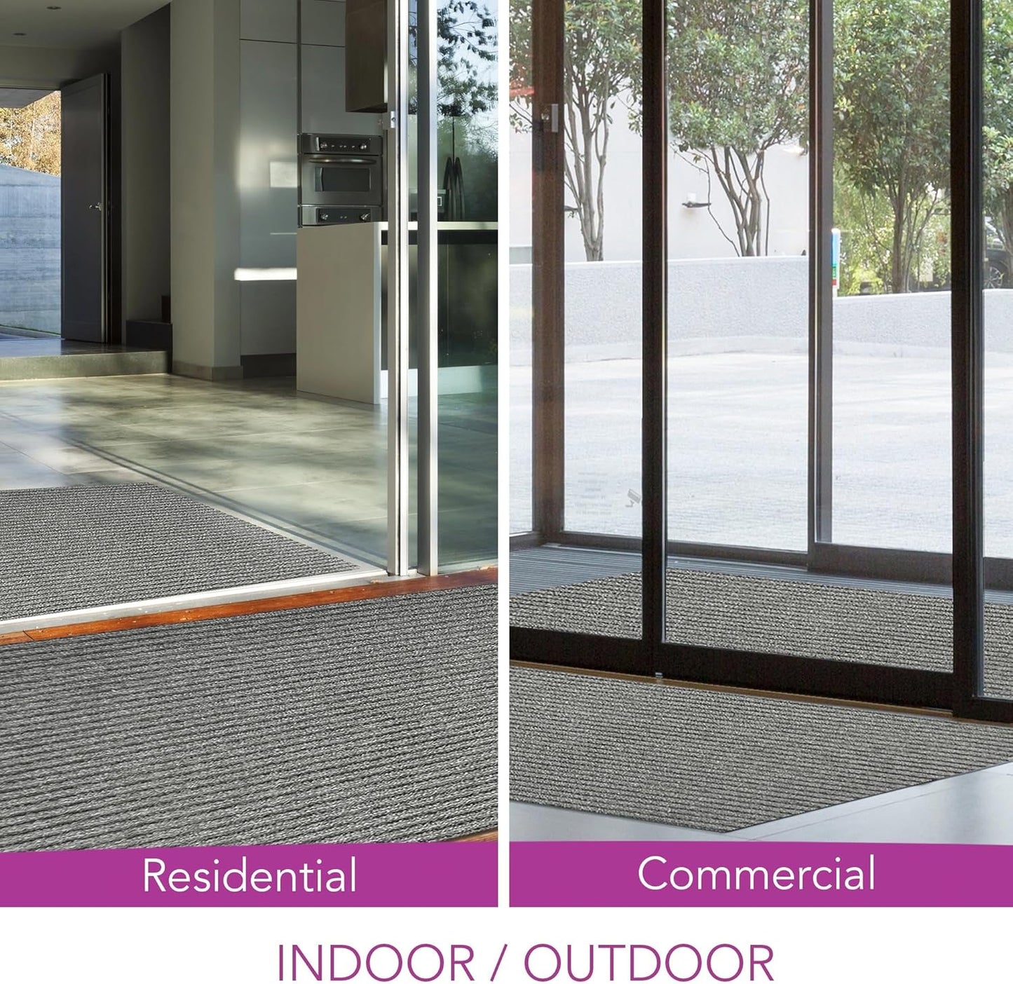 iCustomRug Spartan Weather Warrior Duty Indoor/Outdoor Utility Ribbed in 3ft,4ft,6ft Widths 70 Custom Sizes with Natural Non-Slip Rubber Backing 4'X14' in Grey