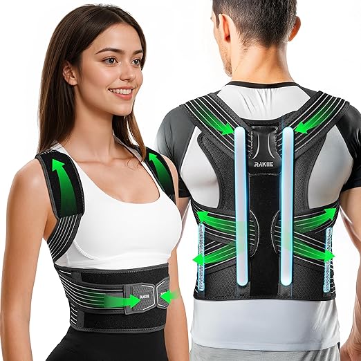 Ergonomic Back Straightener Posture Corrector, Adjustable Non-slip Back Strap Can Wear by Self, lumbar Support for Shoulder Neck Hump Slouching Corrector, Gray Size S (Upper Waist: 29.5"-35.4")