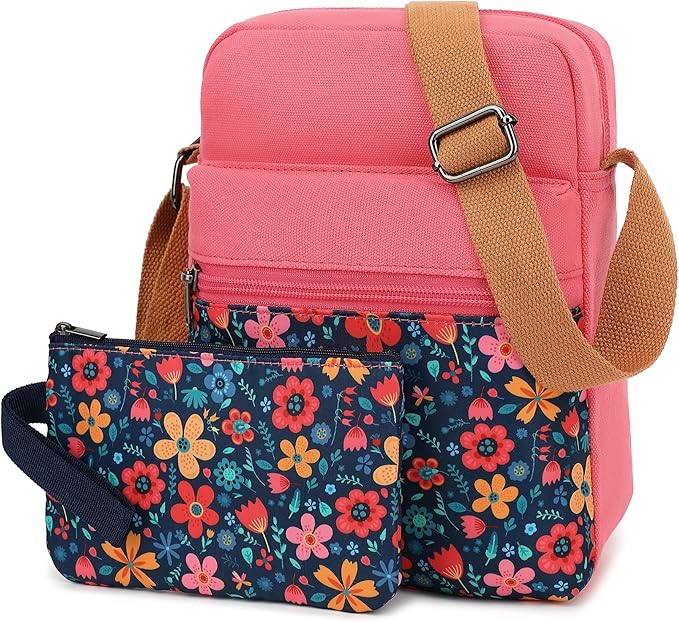Leaper Girls Crossbody Purses for Kids 2 PCS Cross Body Bag Women Messenger Bag Girls Canvas Bag Cross Body Purse Set