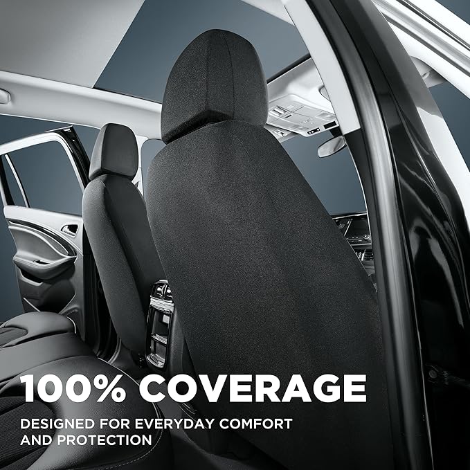 PIC AUTO Car Seat Covers, Premium Leather and Air Mesh Automotive Sports Seat Covers, Two Front Set, Airbag Compatible Universal Fits Most Cars, SUVs, Trucks and Vans (Black & Blue)