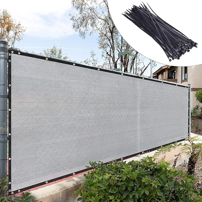 Royal Shade Custom Size 6' x 158' Grey Fence Privacy Screen Windscreen Cover Netting Mesh Fabric Cloth - Cable Zip Ties Included (We Make Custom Size)