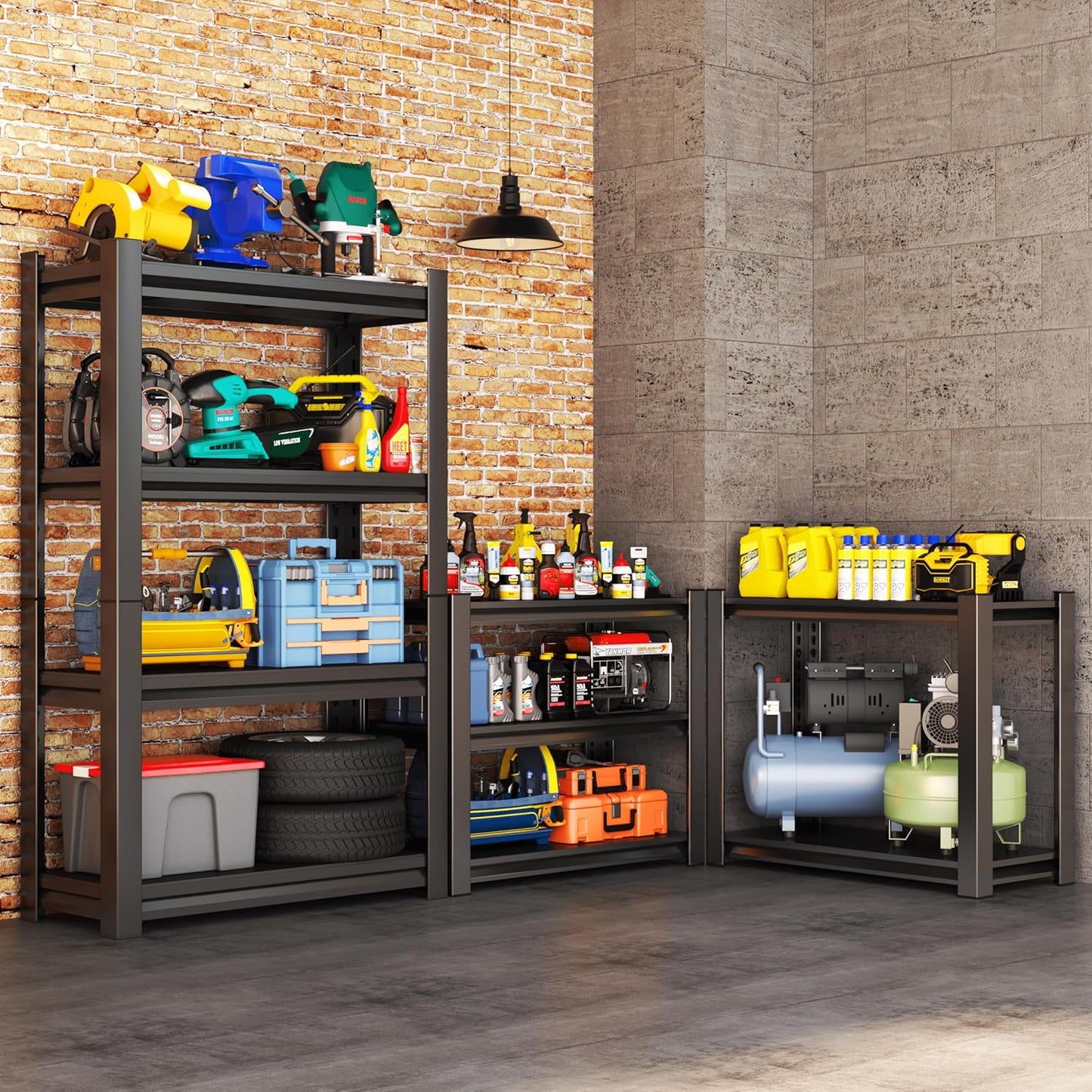 Metal Garage Shelving Unit, Heavy Duty Adjustable Storage Rack, Steel Shelving,2000 lbs Capacity, Industrial Shelves for Heavy Tools and Equipment (4-Tier 44" H x 36" W x 14" D)