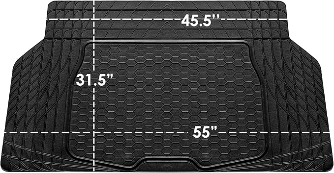 FH Group Automotive Floor Mats - Heavy-Duty Rubber, All Weather Protection Universal Fit Full Set Floor Mats and Cargo Mat, Climaproof, Semi Custom Trimmable for Most Cars, Sedan, SUV, Truck, Black