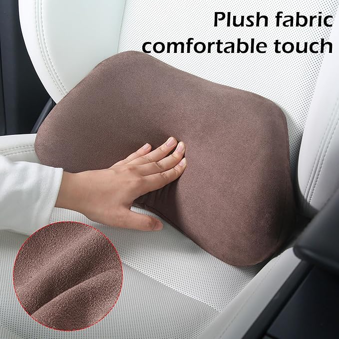 Lumbar Support Pillow for Car, Ergonomic Memory Foam Back Cushion for Driving, Seat Office Chair, Gaming Chair, Lower Back Support for Back Pain Relief, Brown, 2 Pack