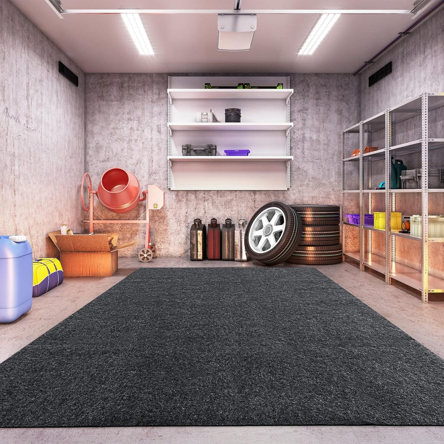 HOMBYS Extra Large Garage Floor Mats for Under Car, Dark Grey Garage Flooring Rug, Motorcycle Oil Spill Mat, Absorbent Oil Garage Parking Mat 7’4" x20', Non Slip and Waterproof Backing