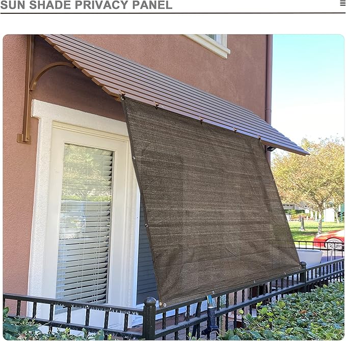 Alion Home Sun Shade Privacy Panel with Grommets and Hems on 4 Sides for Patio, Awning, Window, Pergola or Gazebo - Mocha Brown (10' W x 6' H)