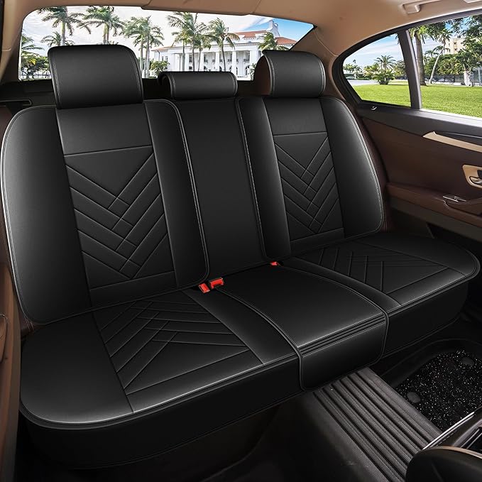 AOMSAZTO Car Seat Covers Full Set Fit for Nissan Pathfinder 2011-2025 2026 Waterproof Faux Leather Car Seat Cushions Automotive 5 Seat Covers Set（Black）