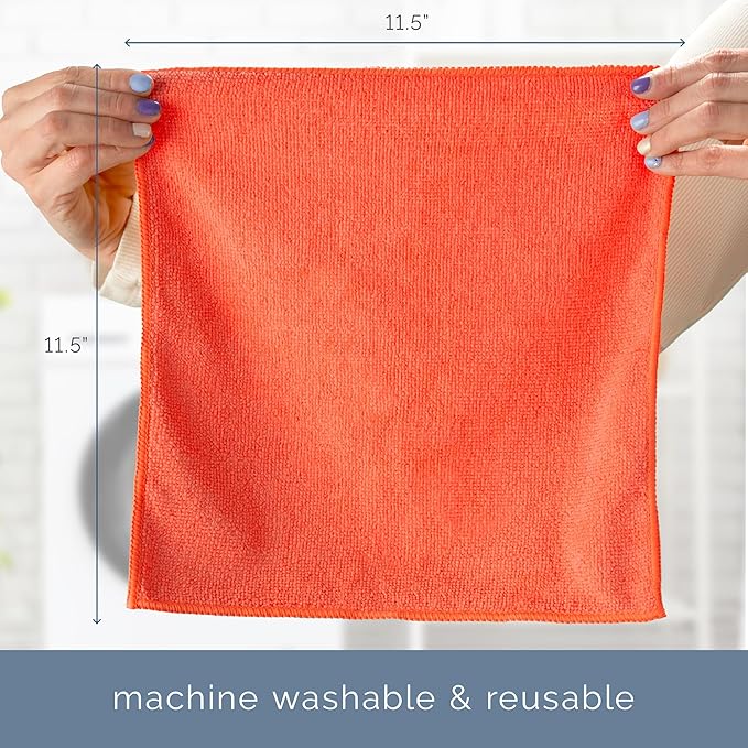 S&T INC. 50 Pack Microfiber Cleaning Cloth, Bulk Towels for Home, Reusable Microfiber Towels for Cars, Cleaning Rags, Assorted, 11.5 Inches x 11.5 Inches, 50 Count