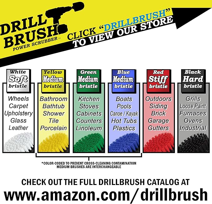 2 Piece Green Medium Stiffness Drill Rotary Cleaning Drillbrushes for Cleaning Kitchen, Cabinet, Counter, Linoleum, and General Purpose Scrubbing by Drillbrush