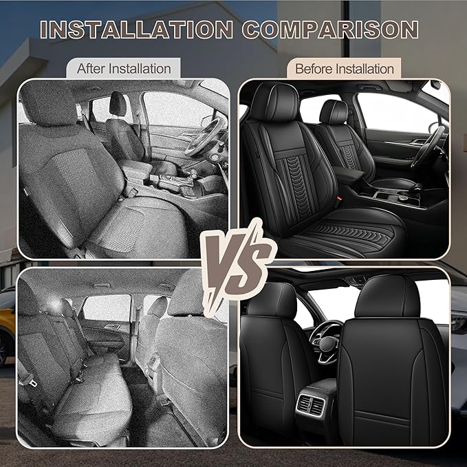TTX LIGHTING for Lexus RX 350 2007-2026 Seat Covers: Waterproof Leather Seat Protector with Airbag Compatible (2 Front Seats,Black)