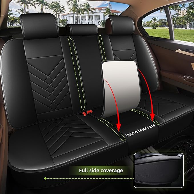 AOMSAZTO Car Seat Covers Full Set Fit for Nissan Maxima 2011-2023 Waterproof Faux Leather Car Seat Cushions Automotive 5 Seat Covers Set（Black）