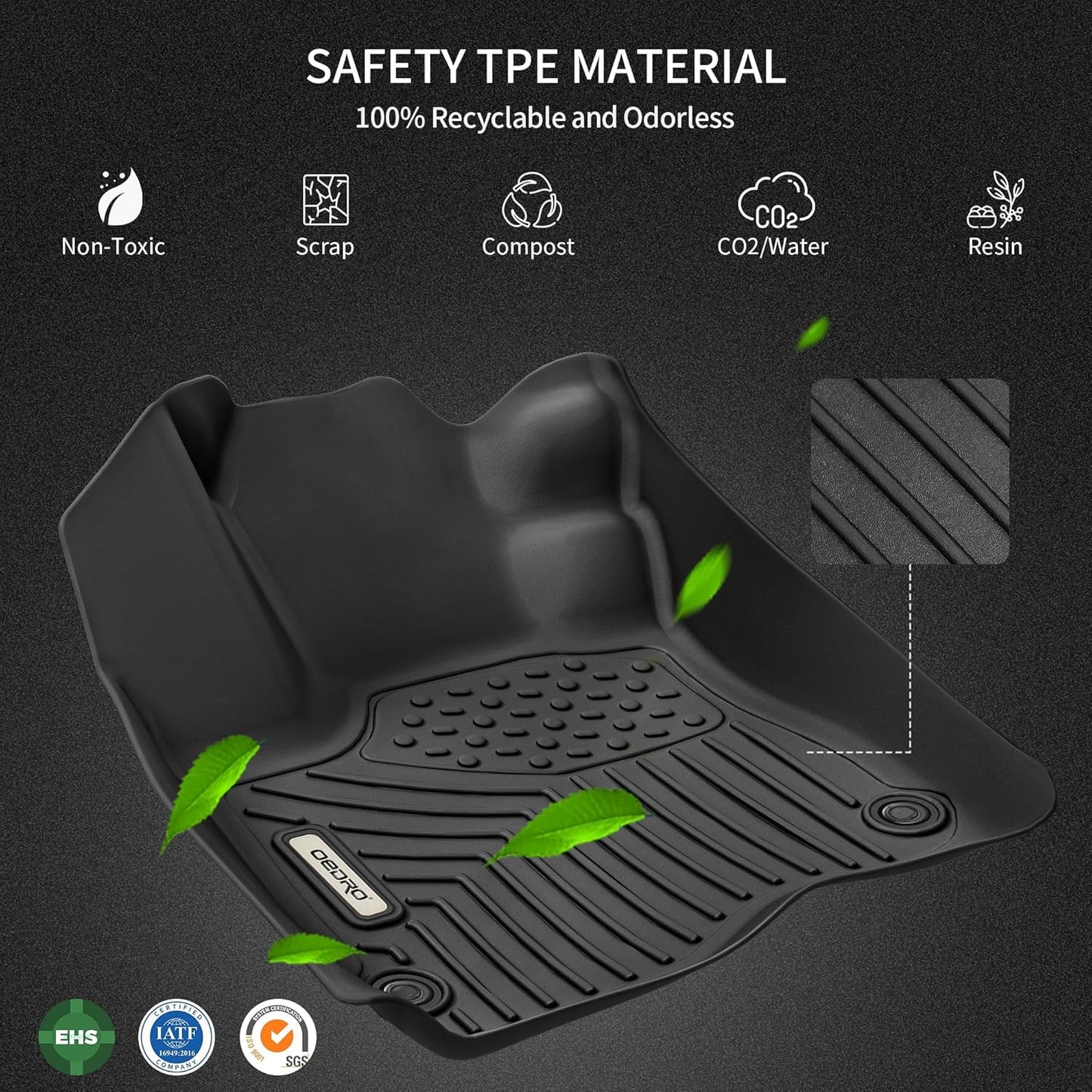 OEDRO Floor Mats Fit for 2015-2017 Toyota Camry Standard Models, TPE All-Weather Camry Car Mats Includes 1st and 2nd Row: Front, Rear, Full Set Liners (Standard Models Only), Black