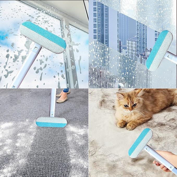 Pet Hair Remover, 4-in-1 Reusable Dog & Cat Hair Removal Tool – Extra Long Handle (23.4"), 2-Pack (Value Pack), Effective Lint Brush for Furniture, Couch, Carpet, Car Seats & Window Screens