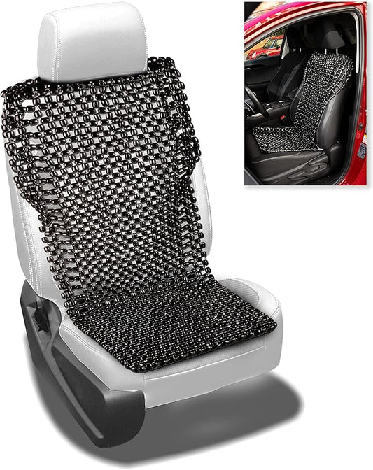 Zento Deals Bead Seat Cover Black Royal Wood Massage Cool Premium Comfort Cushion- Reduces Fatigue The Car or Truck or Your Office Chair