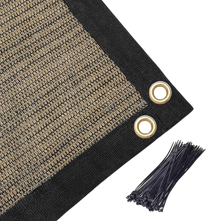 Amagenix 90% Shade Fabric 20'X 22' Mocha Sun Shade Cloth with Grommets for Pergola Replacement Shade Cover Canopy, Heavy Duty, Cable Zip Ties Included (We Customized)
