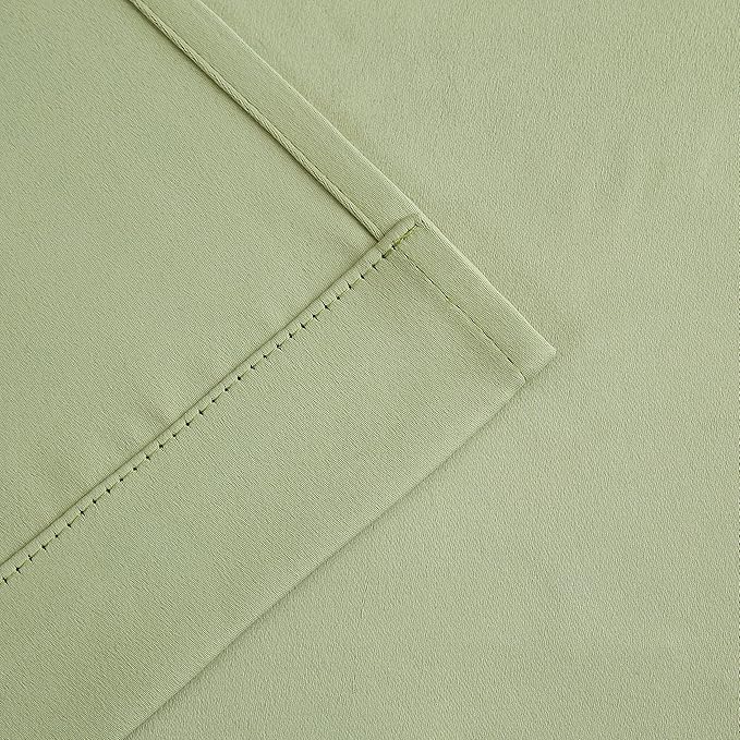 Bujasso Sage Green Blackout Curtains with Sheer Overlay Mix and Match Double Layer 90% Room Darkening Window Panels 95 inch Living Room Bedroom Green Drapes with Tiebacks Grommet Top 37" Wx95 Lx2