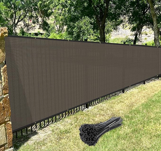 Windscreen4less Privacy Fence Screen Heavy Duty Windscreen Fencing Mesh Fabric Shade Net Cover with Brass Grommtes for Outdoor Wall Garden Yard Pool Deck, 8'x274' Brown