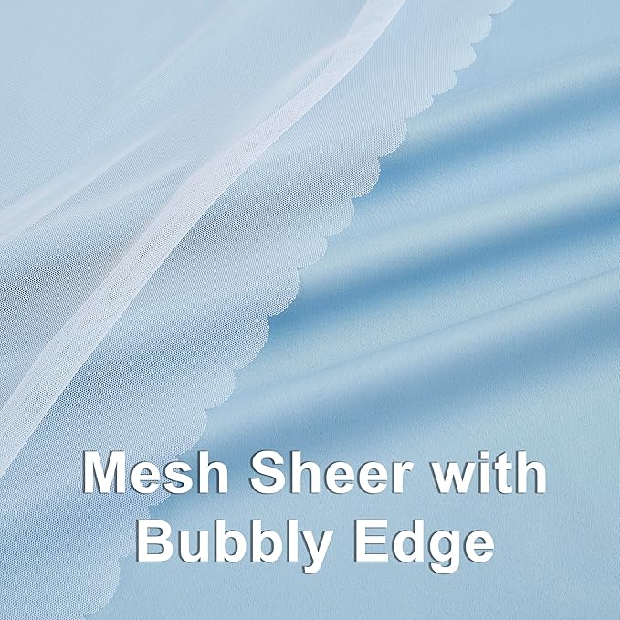 Bujasso Sky Blue 80% Blackout Curtains with Sheer Overlay Mix and Match Double Layer Thermal Insulated Window Panels 95 inch for Living Room Bedroom Blue Drapes with Tiebacks Grommet Top 37" Wx95 Lx2