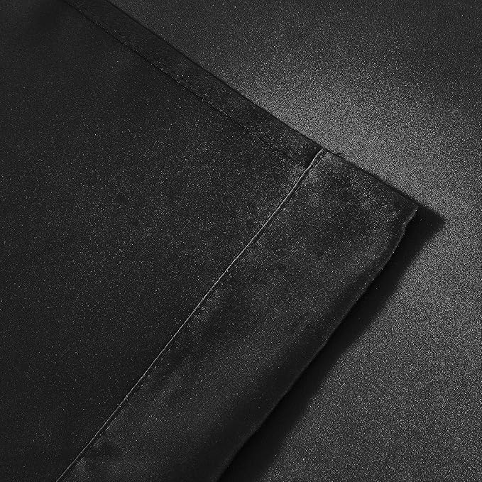 Bujasso Black Full Blackout Curtains with Sheer Overlay Mix and Match Double Layer Thermal Insulated Window Panels 84 inch for Living Room Bedroom Black Drapes with Tiebacks Grommet Top 37" Wx84 Lx2