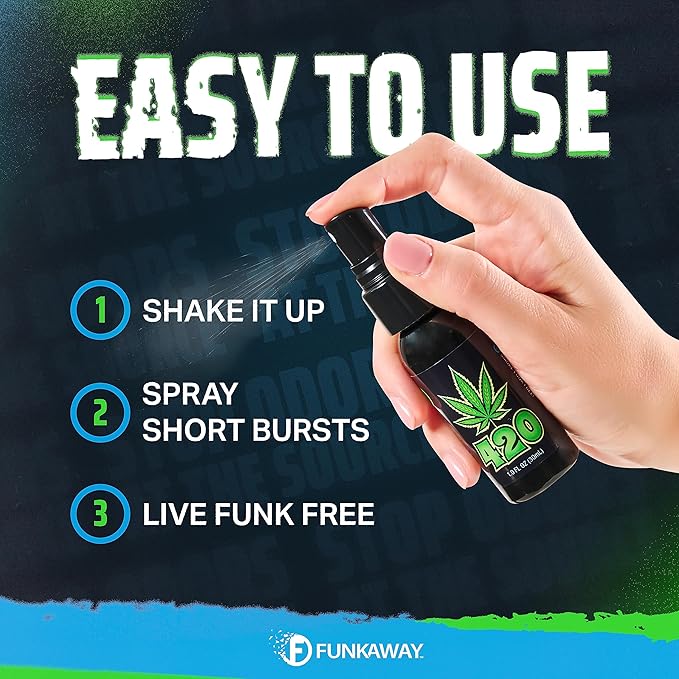 FunkAway 420 Pump Spray, 1 oz., Eliminate Extreme 420 Odors in the Air, Ideal for Refreshing Cars, Bathrooms, Basements and Dorm Rooms; Travel Size for On The Go (Pack of 2)