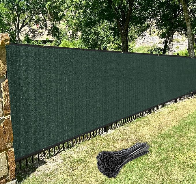 Windscreen4less Privacy Fence Screen Heavy Duty Windscreen Fencing Mesh Fabric Shade Net Cover for Outdoor Wall Garden Yard Pool Deck, 8'x246' Green